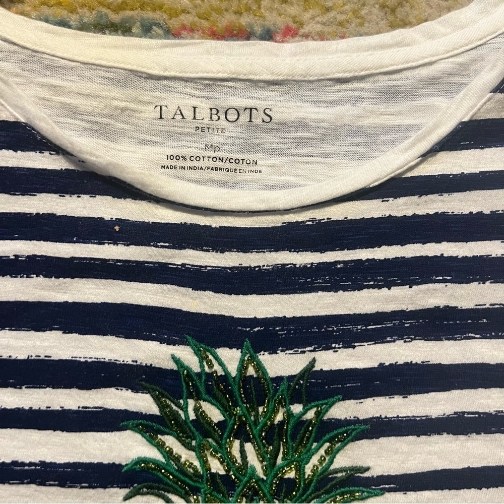 Talbots womens SEQUINED PINEAPPLE TEE MP - Picture 7 of 7